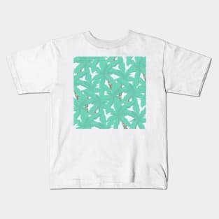 Tropical Biscay Green Foliage Brilliant White Design Kids T-Shirt